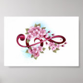 Poster Musical treble clef notes with sakura flowers (Devant)
