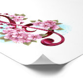 Poster Musical treble clef notes with sakura flowers (Coin)