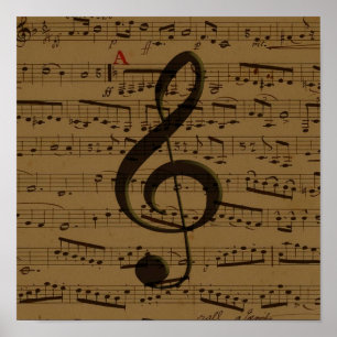 Poster Musical Treble Clef Sheet Musique Classique