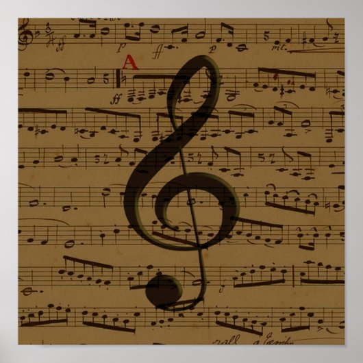 Poster Musical Treble Clef Sheet Musique Classique (Devant)
