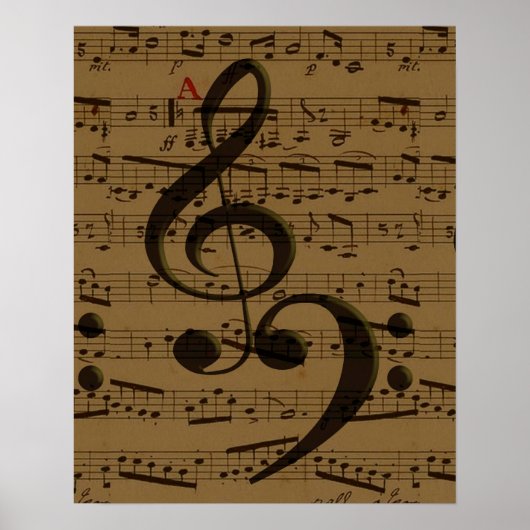 Poster Musical Treble Clef Sheet Musique Classique (Devant)