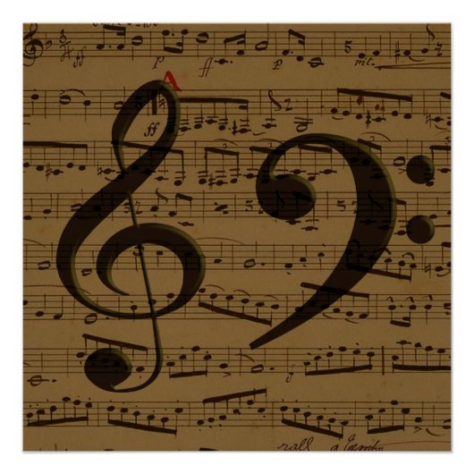 Poster Musical Treble Clef Sheet Musique Classique (Devant)
