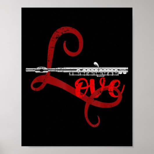 Poster Musician Flutist Valentines Day Gift Orchestra Flu (Devant)