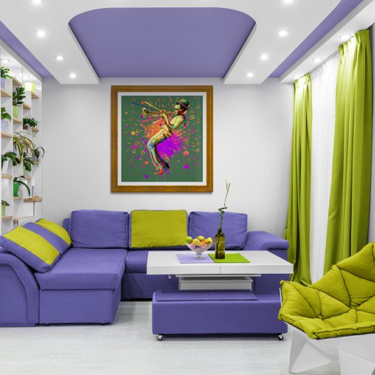 Poster Musicien Abstrait jouant à la trompette