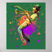 Poster Musicien Abstrait jouant à la trompette (Devant)