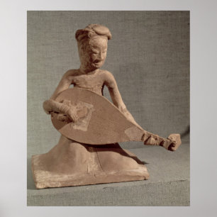 Poster Musicien assis jouant un luth, de