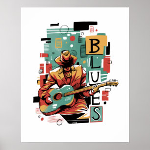 Poster Musicien blues abstrait