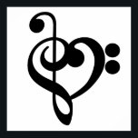 Poster Musicien Coeur de musique - Treble Bass Clef<br><div class="desc">Treble Bass Clef Heart - design de ventilateur de musique. L'art de la silhouette noire - J'aime le symbole musical pour tous les musiciens. OEuvre simple et minimaliste pour inspirer et express un amour de la musique. > Utilisez pour l'appréciation de l'enseignant, les récitals musicaux ou le prix de l'élève,...</div>