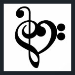 Poster Musicien Coeur de musique - Treble Bass Clef<br><div class="desc">Treble Bass Clef Heart - design de ventilateur de musique. L'art de la silhouette noire - J'aime le symbole musical pour tous les musiciens. OEuvre simple et minimaliste pour inspirer et express un amour de la musique. > Utilisez pour l'appréciation de l'enseignant, les récitals musicaux ou le prix de l'élève,...</div>