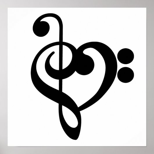 Poster Musicien Coeur de musique - Treble Bass Clef (Devant)