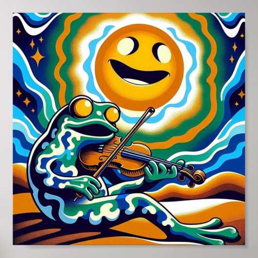 Poster Musicien de grenouille cosmique : Serenade psychéd (Devant)