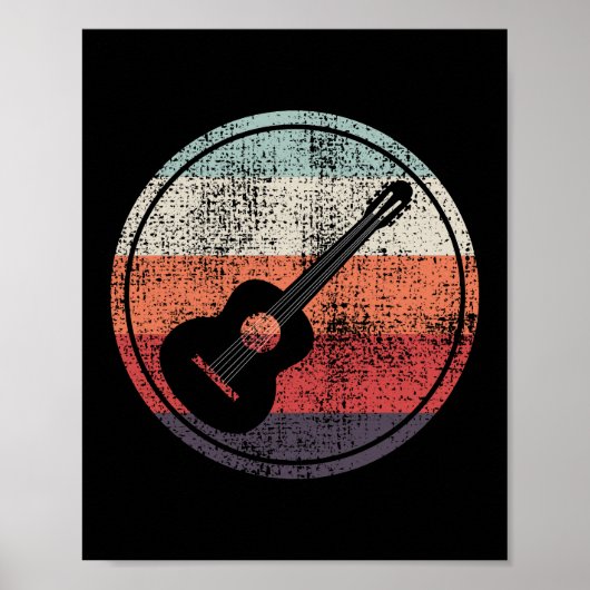 Poster Musicien de guitare acoustique Baid Retro (Devant)