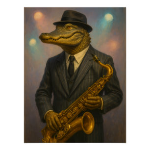 Poster musicien de jazz alligator