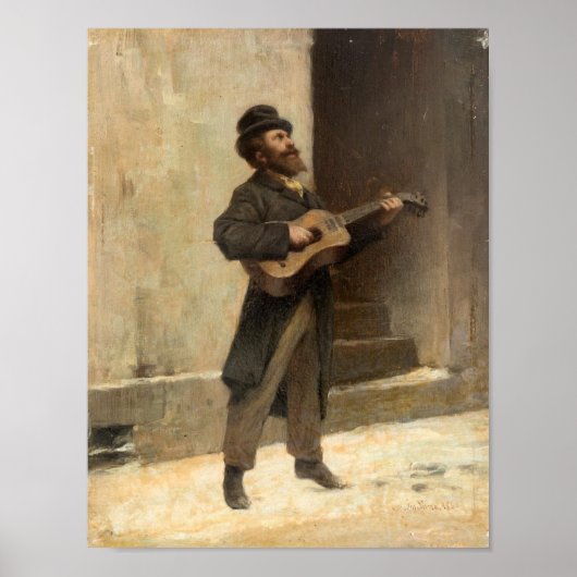 Poster Musicien de rue avec guitare (par Gerolamo Induno) (Devant)