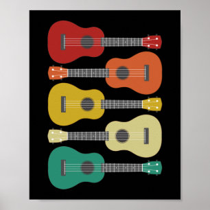 Poster Musicien hawaïen de Retro Vintage 5 Ukulele