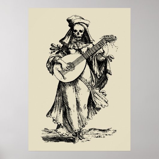 Poster Musicien mort - imprimé noir (Devant)