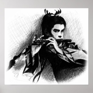 Poster musicien samouraï