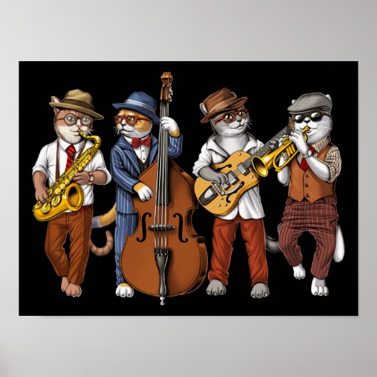 Poster Musiciens de jazz Cat (Devant)