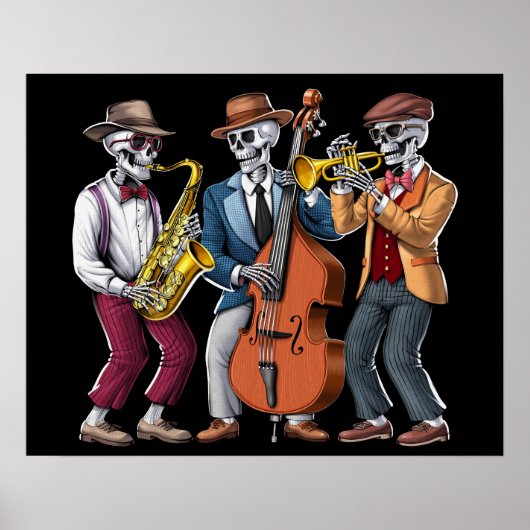 Poster Musiciens de jazz squelettes (Devant)