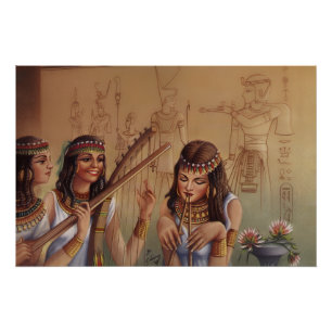 Poster Musiciens de l'Égypte antique sur panneau de mouss