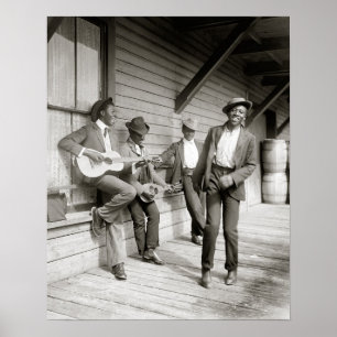 Poster Musiciens sur la route, 1908. Photo vintage