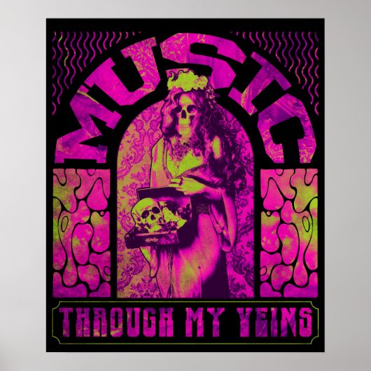 Poster Musique à travers mes veines Hippie Mermaid Skelet (Devant)