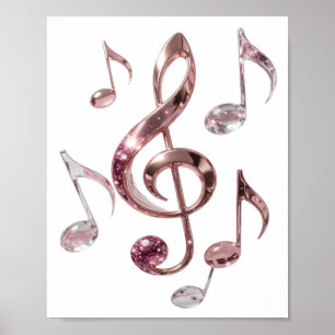 Poster Musique argentée frappante MUSIQUE DANS L'AIR Text