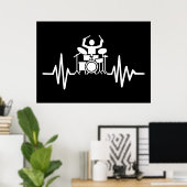 Poster Musique Art Drummer Hearbeat (Bureau à domicile)