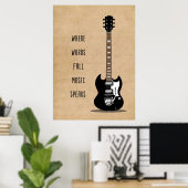 Poster Musique Art Où Les Mots Chute Musique Parle (Bureau à domicile)