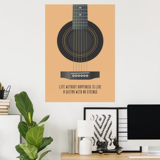 Poster Musique Art Une Guitare Sans Cordes (Bureau à domicile)