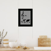Poster musique au monde, clef tréble (Cuisine)