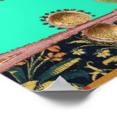 Poster MUSIQUE BESTIAIRE MÉDIÉVAL, Lapin, Chien, Bleu (Coin)