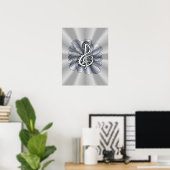 Poster Musique Clef Argent (Bureau à domicile)
