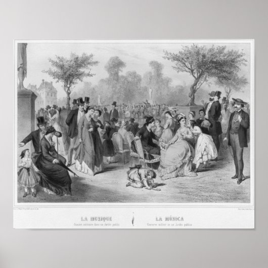 Poster Musique, concert militaire dans un jardin public (Devant)