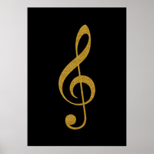 Poster musique de clef triple de d'or-couleur