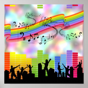 Poster Musique de fête colorée