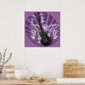 Poster Musique de feuille de rock vintage (Cuisine)