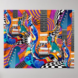 Poster Musique de guitare électrique Pop Art 60's Jokers 