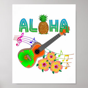 Poster Musique de l'île Ukulele Aloha