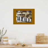 Poster Musique de piano élégante et notes (Cuisine)