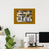 Poster Musique de piano élégante et notes (Bureau à domicile)