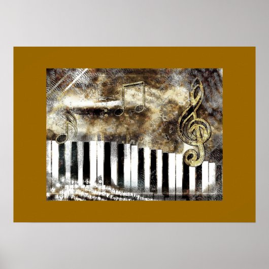 Poster Musique de piano élégante et notes (Devant)