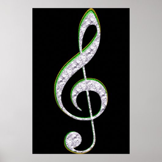 Poster MUSIQUE Émeraude et diamant Clé Treble (Devant)