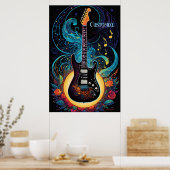Poster Musique Et Guitare Électrique Rose (Cuisine)
