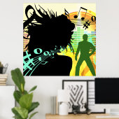 Poster Musique et notes (Bureau à domicile)