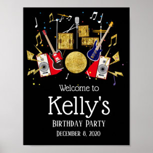 Poster musique fête tambour set rock star accueil