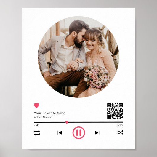 Poster Musique mariage QR Code Couple Anniversaire Photo (Devant)