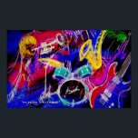 Poster Musique Medley<br><div class="desc">Collection colorée d'instruments de musique et de musiciens. Art numérique original de Yuichi Tanabe</div>