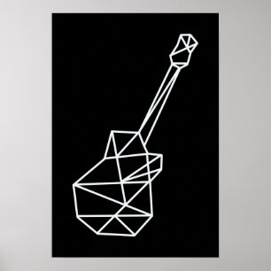 Poster musique moderne guitare géométrique sur noir