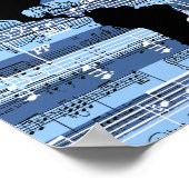 Poster musique noire/bleue au monde (Coin)